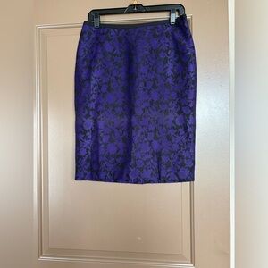Talbots jacquard floral skirt size: 8P Black & Purple  MSRP $119 NWOT